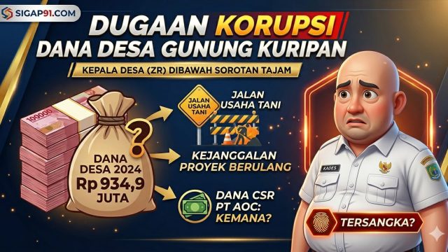 Laporan Investigasi: Dugaan Skandal Dana Desa Gunung Kuripan OKU – Pola Anggaran Berulang, Dana CSR PT AOC Tak Terlacak