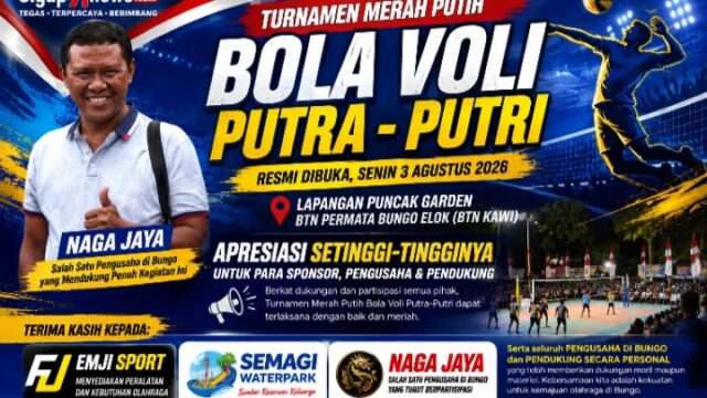 Kolaborasi Sponsor dan Pengusaha Lokal Sukseskan Turnamen Merah Putih Bola Voli Puncak Garden